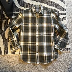 Carhartt Original Fit Mens Medium Heavy Flannel Button Up Work Shirt Pockets